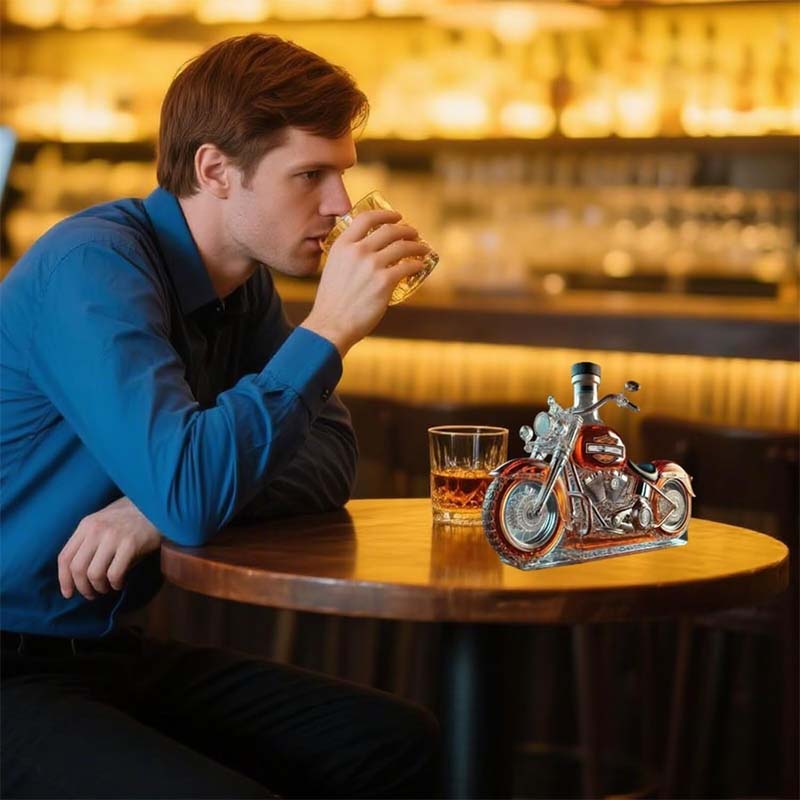 🏍️ Motorcykel Glasflaska - Unik Vinflaska i Högkvalitativt Glas | Originell Present