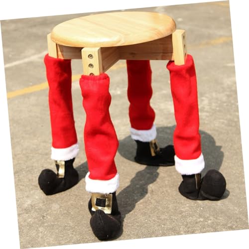 🎅 Julstrumpor Stolsben ✨ | 4-pack Tomte-tofflor | Golvskydd & Juldekoration 🎄