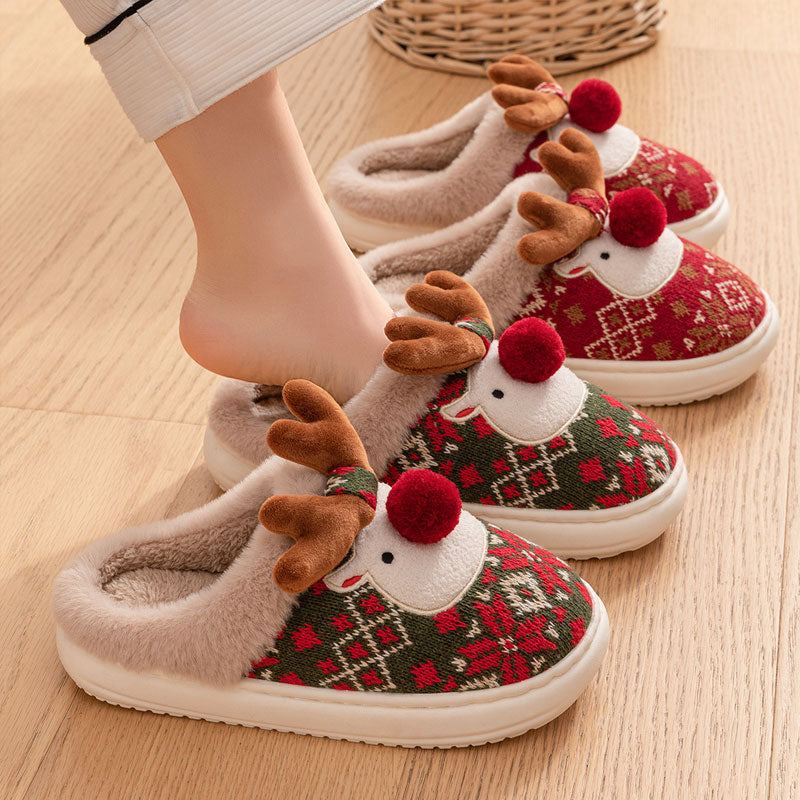 🦌 Julren Tofflor Varma ✨ | 3D Design & Halkfria Innetofflor 🔥 | Mjuk Julklapp