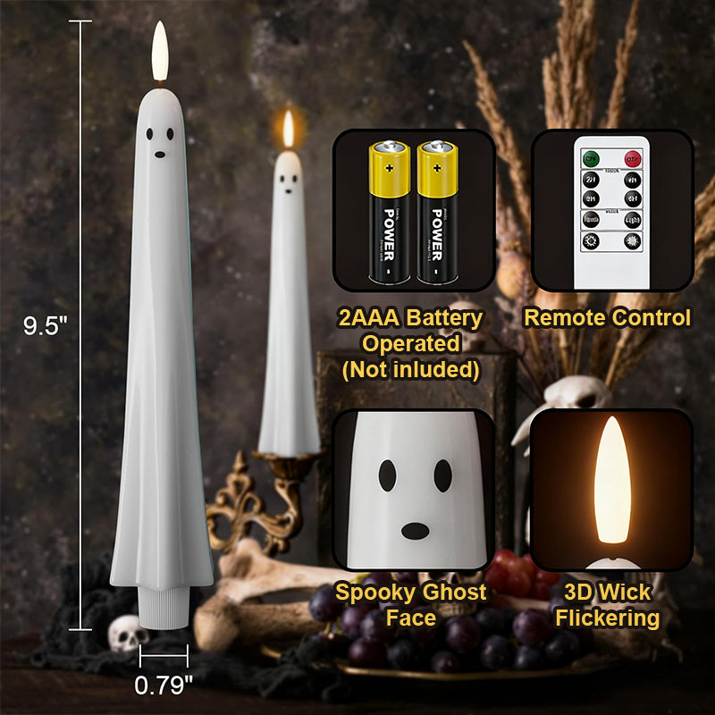 🎃👻 Fjärrstyrt spökljus med 3D-flammande veke 👻🎃