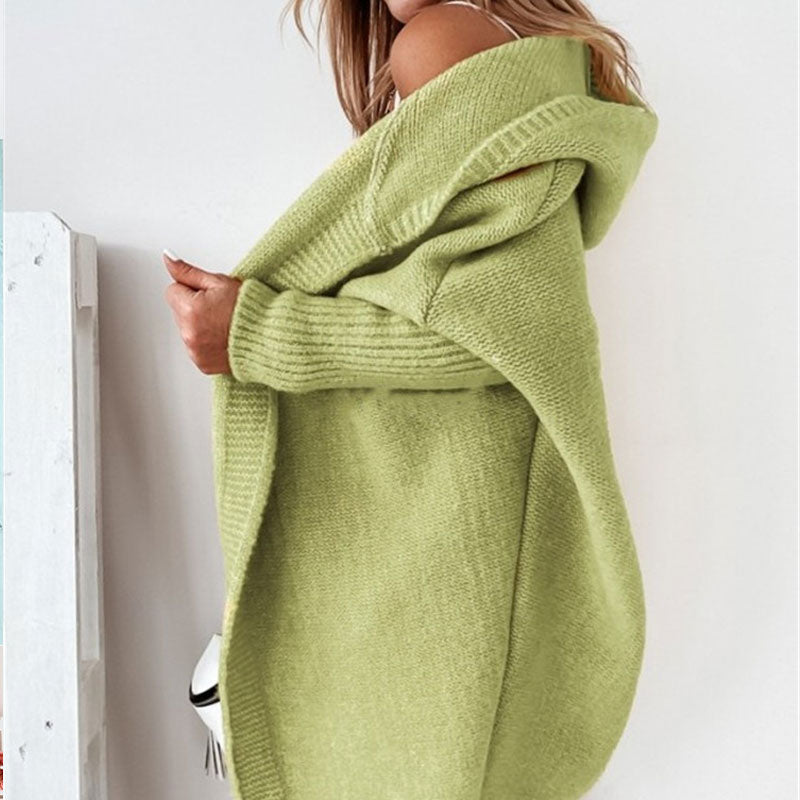 🌟 Lössittande Stickad Kofta med Huva – Perfekt för Höst & Vinter! 🧶