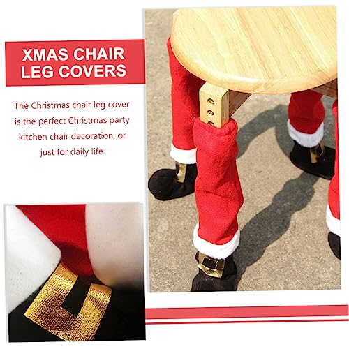 🎅 Julstrumpor Stolsben ✨ | 4-pack Tomte-tofflor | Golvskydd & Juldekoration 🎄