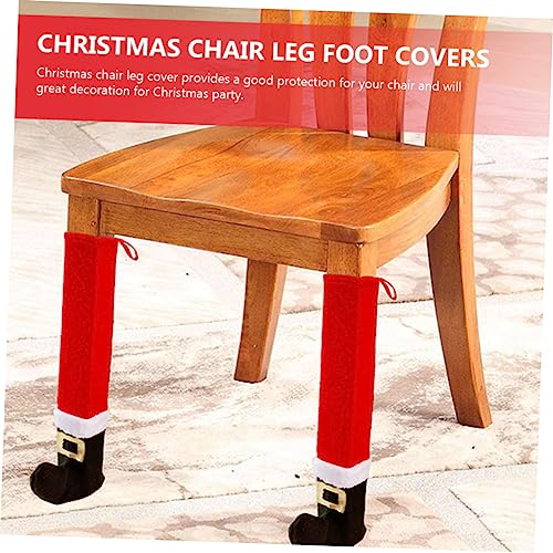 🎅 Julstrumpor Stolsben ✨ | 4-pack Tomte-tofflor | Golvskydd & Juldekoration 🎄