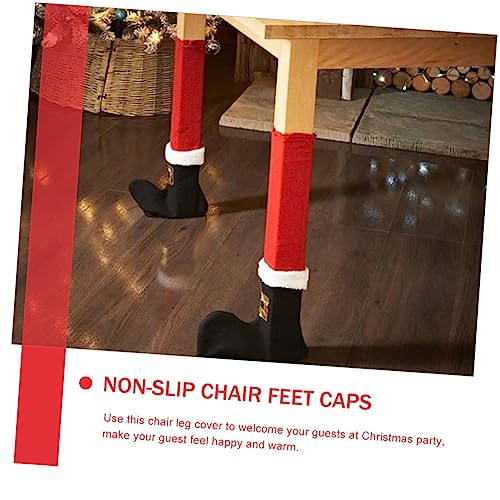 🎅 Julstrumpor Stolsben ✨ | 4-pack Tomte-tofflor | Golvskydd & Juldekoration 🎄