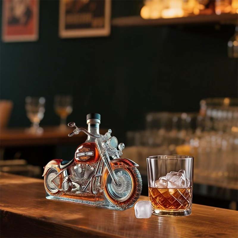 🏍️ Motorcykel Glasflaska - Unik Vinflaska i Högkvalitativt Glas | Originell Present