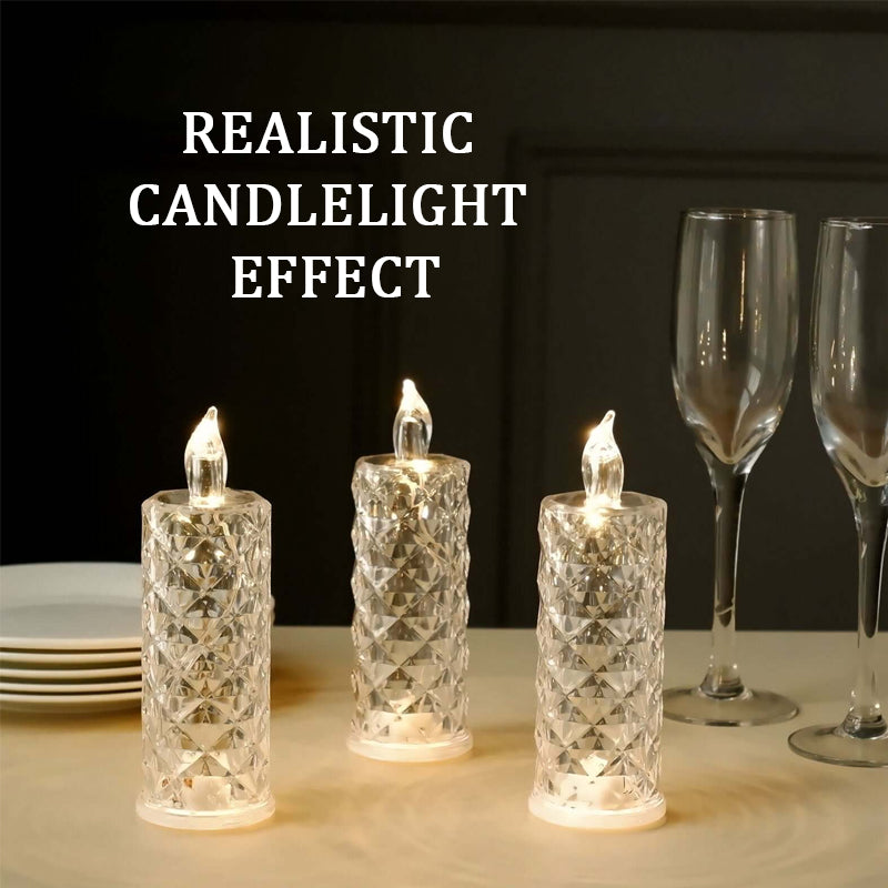 ✨ Crystal Rose LED-ljus - Romantiskt ljus utan meck | Säker ljusdekor