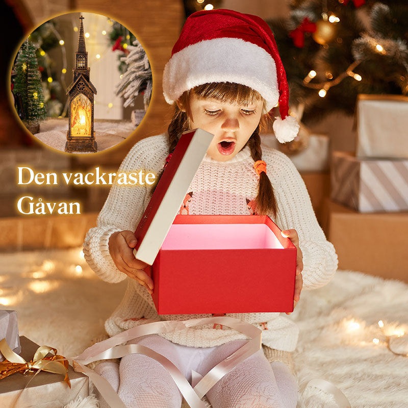 🏰 Julkyrka med LED Ljus 🕯️ | Flimrande & Varm Juldekoration för Fönster 🎄