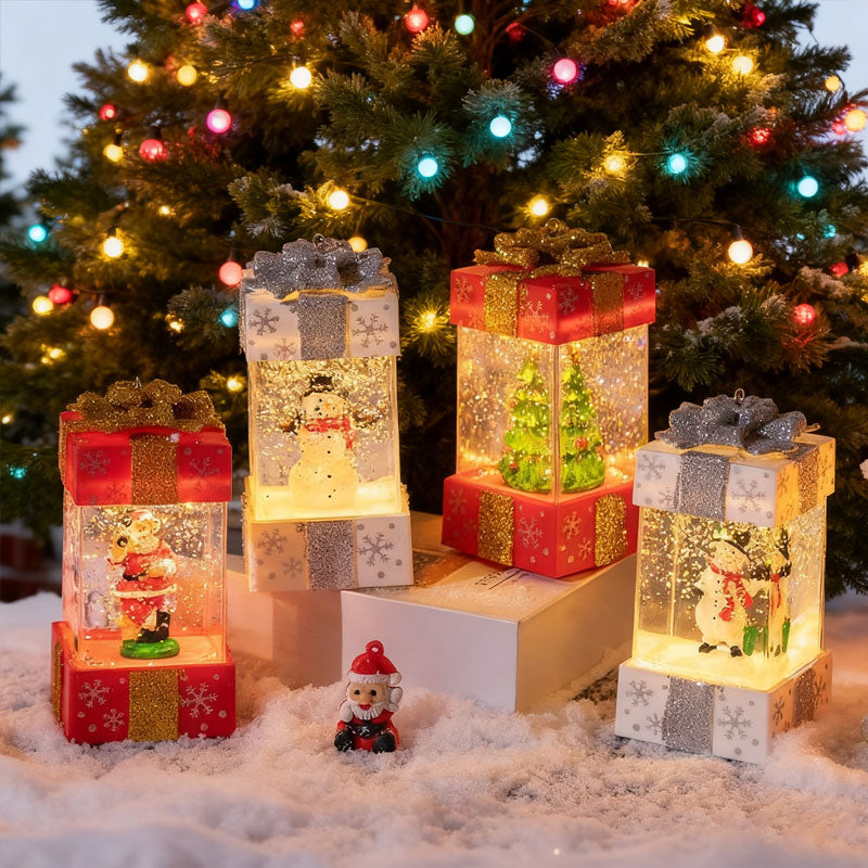 Jullykta i Presentask - LED-lampa med Julmotiv