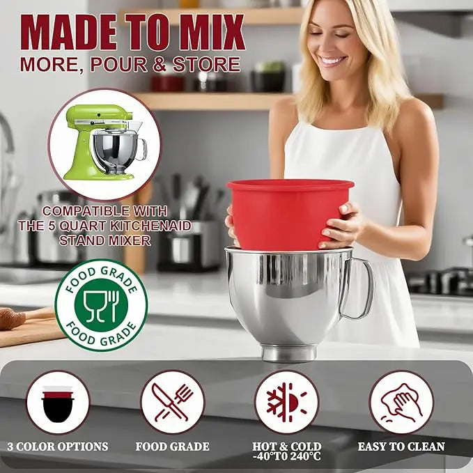 Silikoninsatser med lock, kompatibel med KitchenAid 5 Qt Köksmaskiner