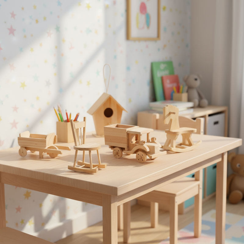 👨‍👩‍👧‍👦 DIY Träbyggsats för Barn & Familj | Säkert Tallträ | Måla & Bygg Leksak 🎨