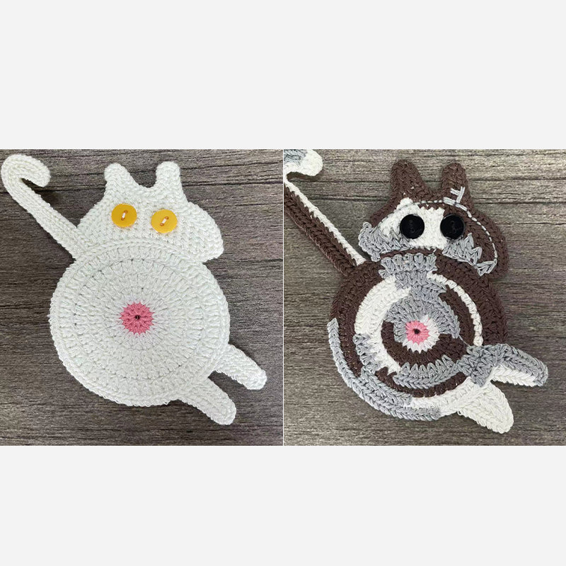 🐾 Handvirkade Underlägg "Kattstjärt" 😺 | Unikt & Gulligt – För den Perfekta Fikastunden! 💖