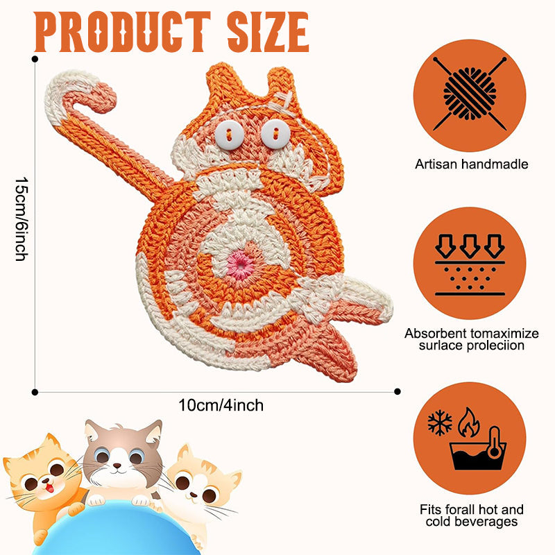 🐾 Handvirkade Underlägg "Kattstjärt" 😺 | Unikt & Gulligt – För den Perfekta Fikastunden! 💖
