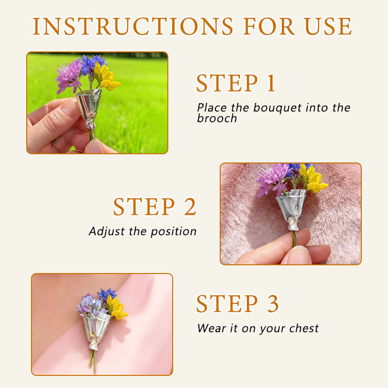 Bärbar Blomsterklämma 💐 | Elegant Brosch & Inredningsdetalj – Tidlös Gåva 🎁