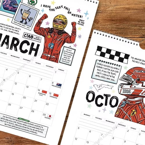 🏎️📅F1 Scrapbook Race Calendar 2026 — Den ultimata väggkalendern för racingfans