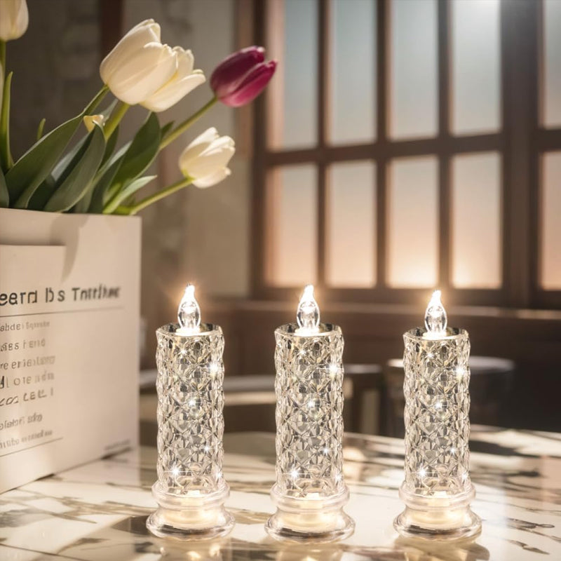 ✨ Crystal Rose LED-ljus - Romantiskt ljus utan meck | Säker ljusdekor