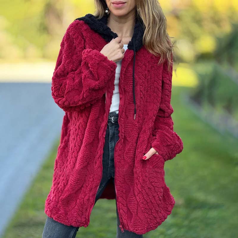 🧥 Varm Fleecejacka med Huva – Mjuk och Bekväm för Kallt Väder 🧤