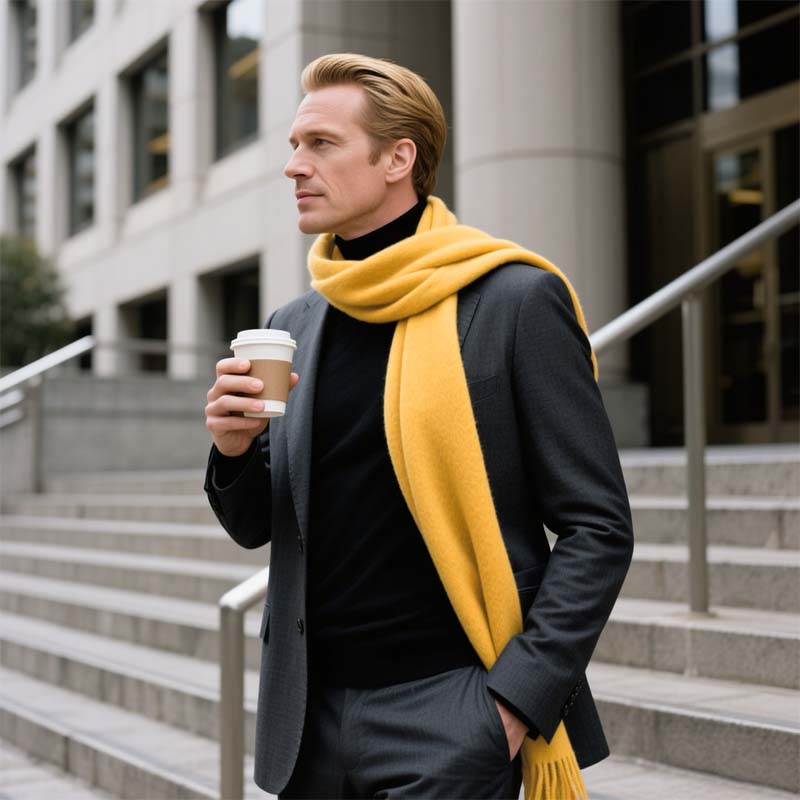 🧣 Enfärgad ullhalsduk — 85% ull, mjuk & värmande (210×30 cm) | Klassisk minimalistisk stil 🌟