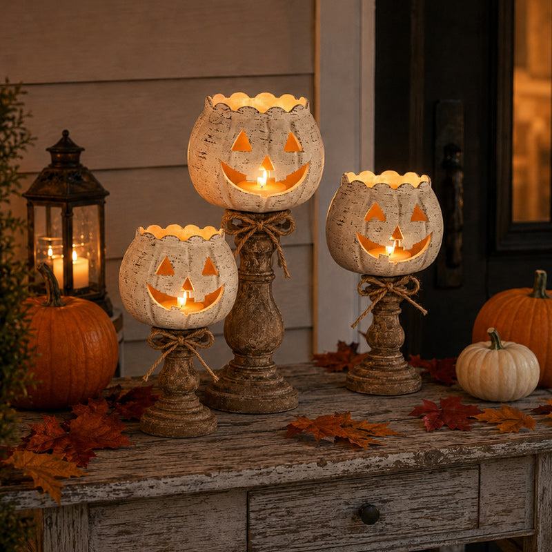 🕯️ Skab den mest hyggelige efterårsstemning i dit hjem: Græskar-Lysestage 🎃