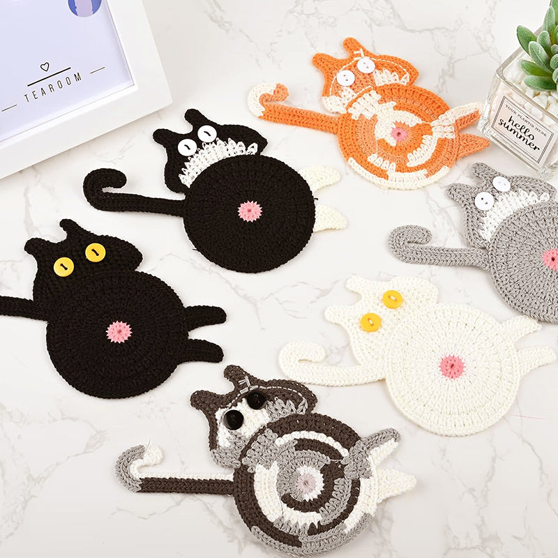 🐾 Handvirkade Underlägg "Kattstjärt" 😺 | Unikt & Gulligt – För den Perfekta Fikastunden! 💖