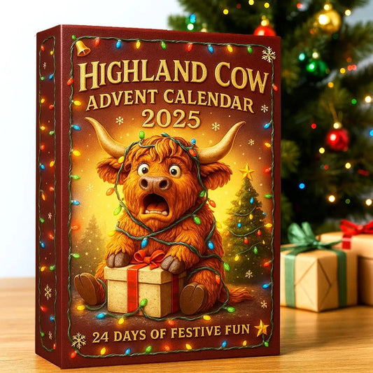 🐮 Highland Cow Adventskalender 2025 🎄✨ – 24 st Handgjorda 3D-figurer