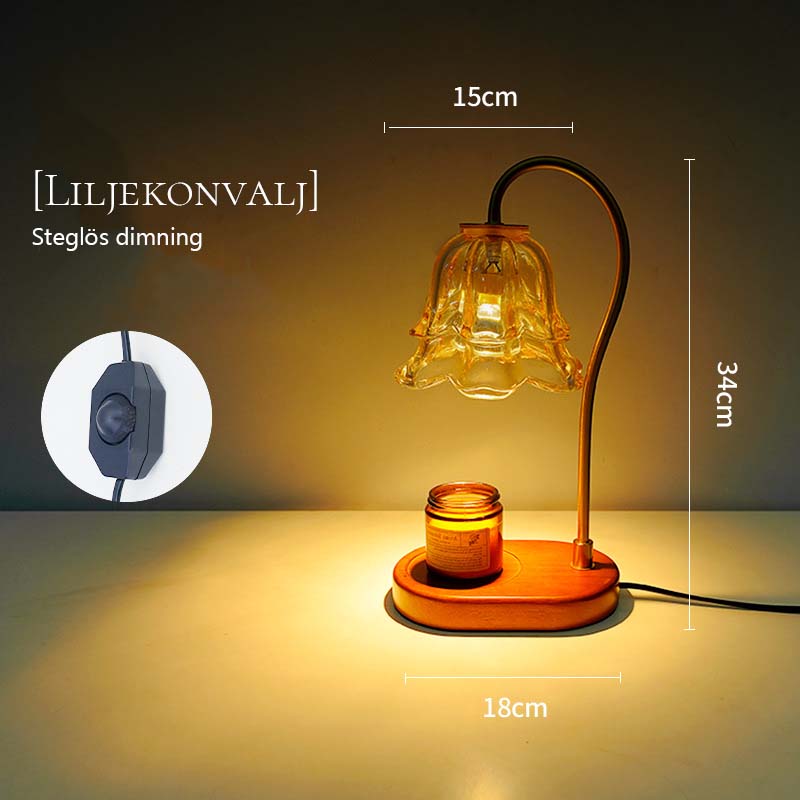 🌿 Liljekonvalj Aromalampa Vintage ✨ | Steglös Dimning & Vaxsmältare GU10