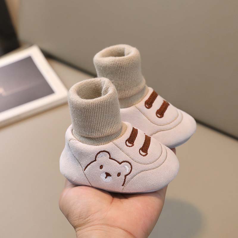 ✨ Söta Björnens Bebisskor - Första Steg-Skor 0-12 mån Slip-On med Halkfria Sulan 🐻👣