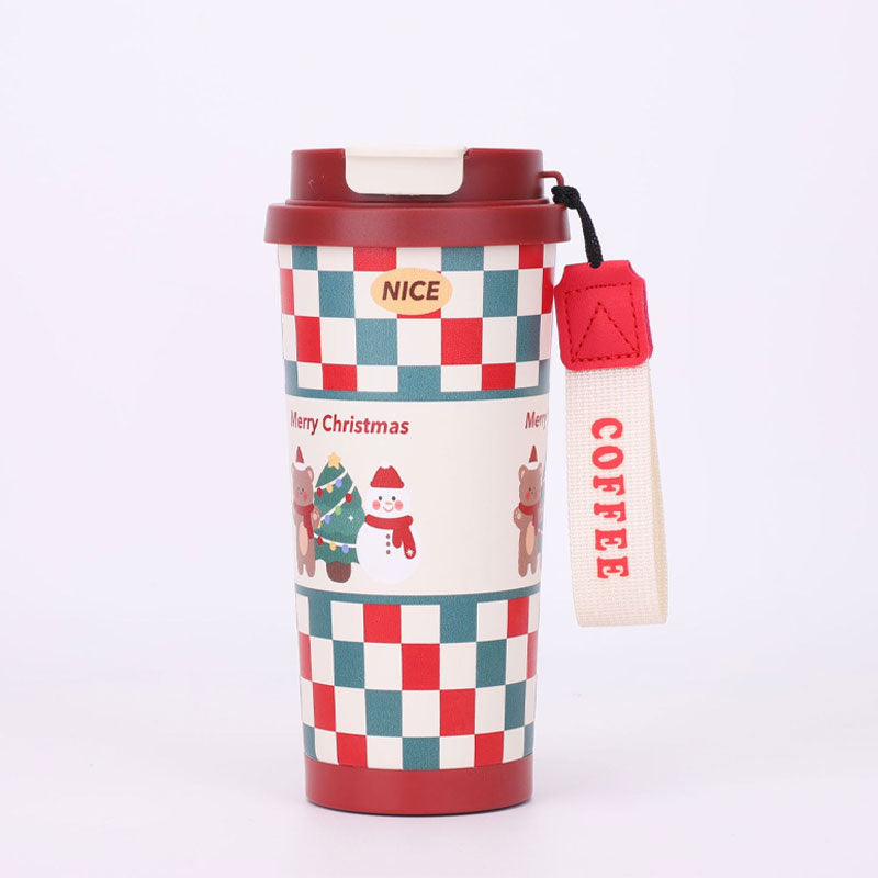 🎄 Julmugg i Rostfritt Stål med Sugrör 🎅