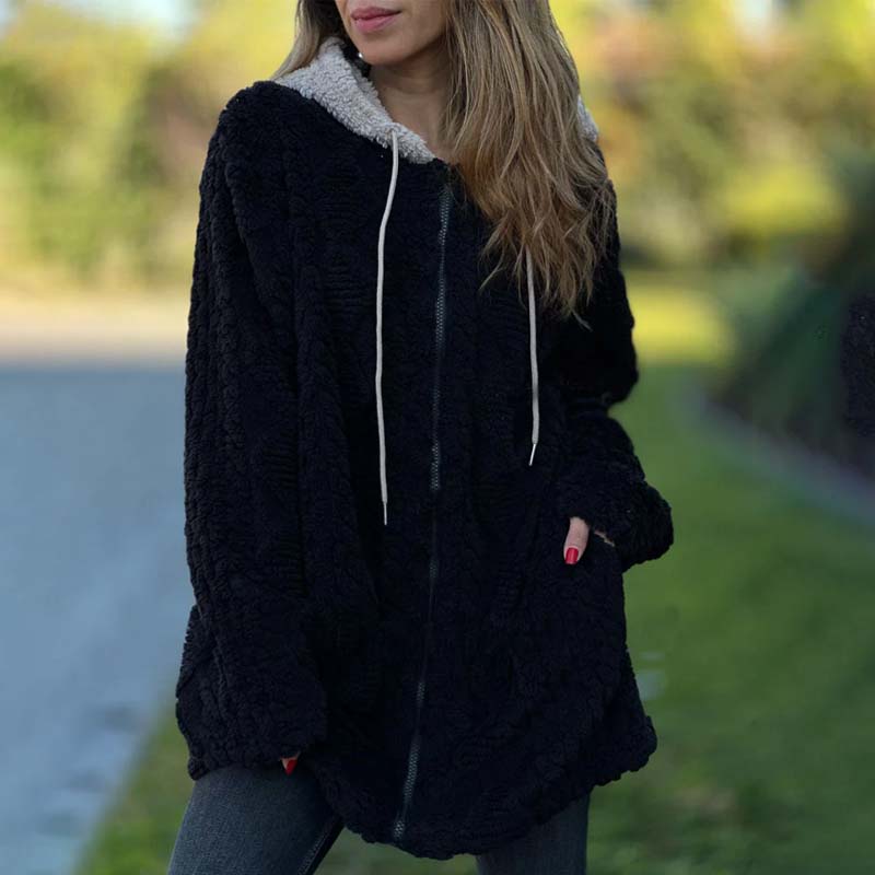🧥 Varm Fleecejacka med Huva – Mjuk och Bekväm för Kallt Väder 🧤