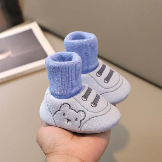 ✨ Söta Björnens Bebisskor - Första Steg-Skor 0-12 mån Slip-On med Halkfria Sulan 🐻👣