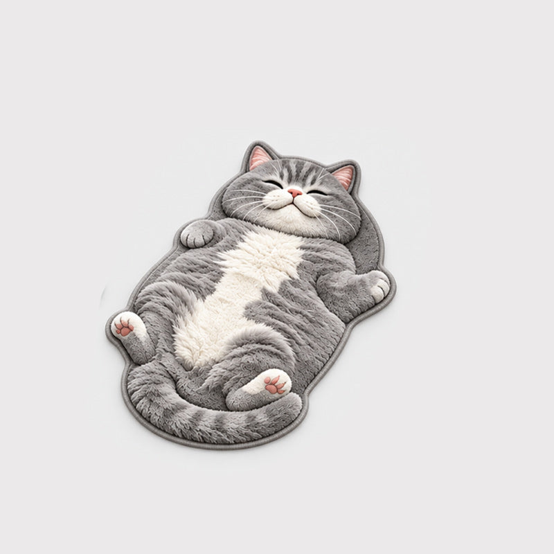 🐱 Fantastisk 3D-Effekt, Flad & Blød 2D-Komfort! 🐾 Charmerende Katteformet Gulvmåtte