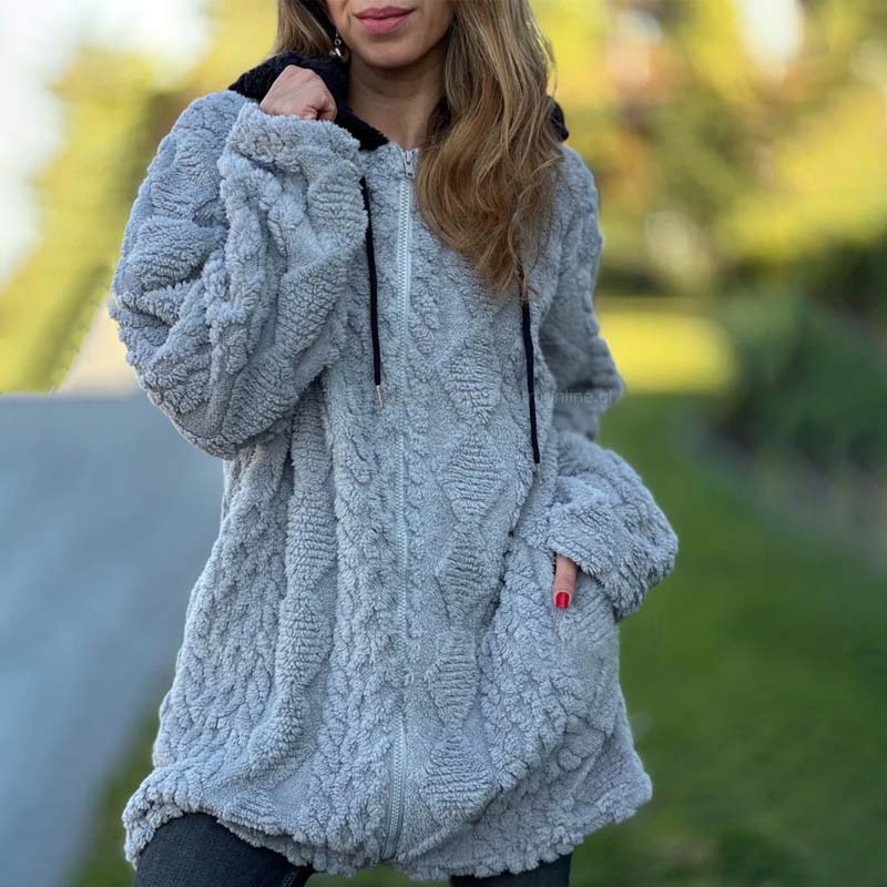 🧥 Varm Fleecejacka med Huva – Mjuk och Bekväm för Kallt Väder 🧤