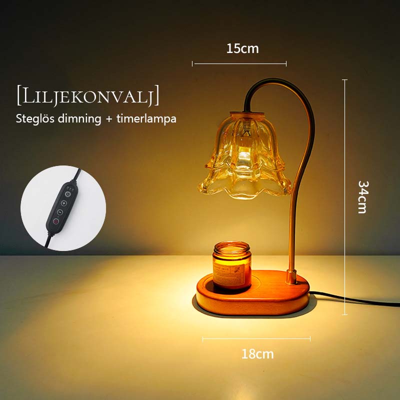 🌿 Liljekonvalj Aromalampa Vintage ✨ | Steglös Dimning & Vaxsmältare GU10