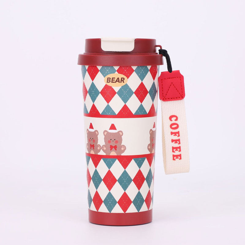 🎄 Julmugg i Rostfritt Stål med Sugrör 🎅