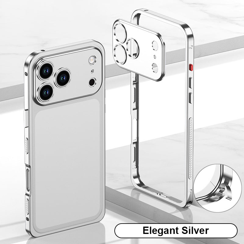 Mobilskal för iPhone (passar alla modeller) – aluminium metallram, värmeavledande & stöttåligt