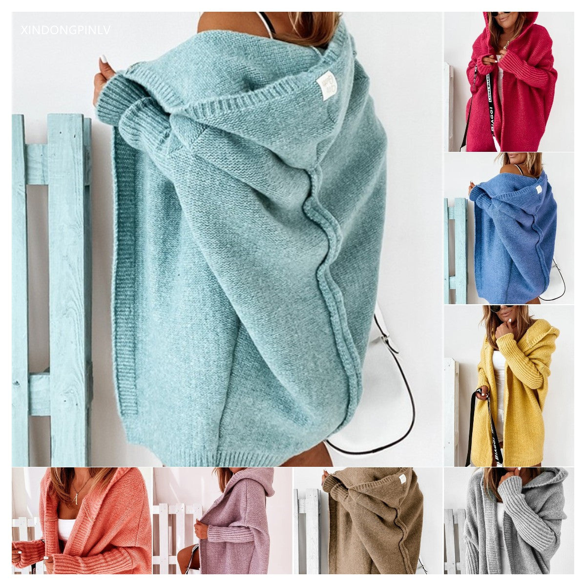 🌟 Lössittande Stickad Kofta med Huva – Perfekt för Höst & Vinter! 🧶