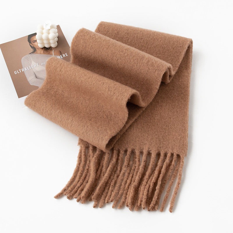 🧣 Enfärgad ullhalsduk — 85% ull, mjuk & värmande (210×30 cm) | Klassisk minimalistisk stil 🌟
