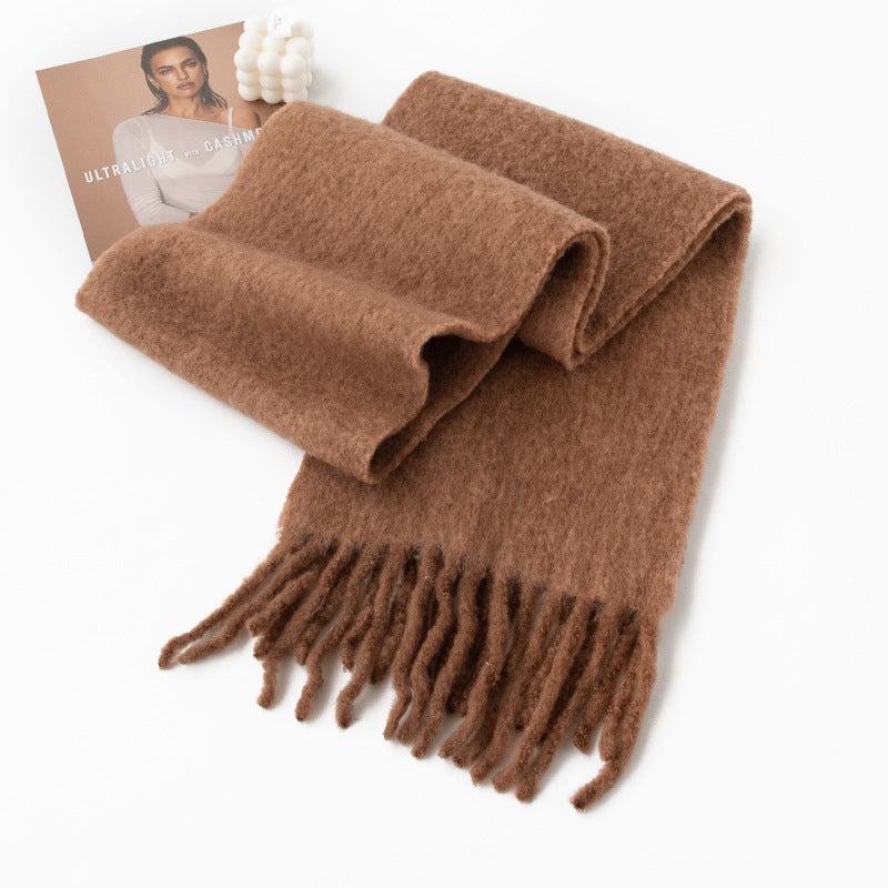 🧣 Enfärgad ullhalsduk — 85% ull, mjuk & värmande (210×30 cm) | Klassisk minimalistisk stil 🌟