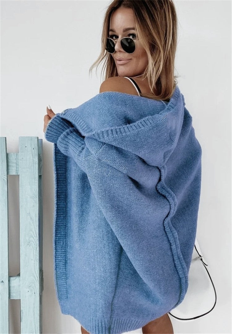 🌟 Lössittande Stickad Kofta med Huva – Perfekt för Höst & Vinter! 🧶