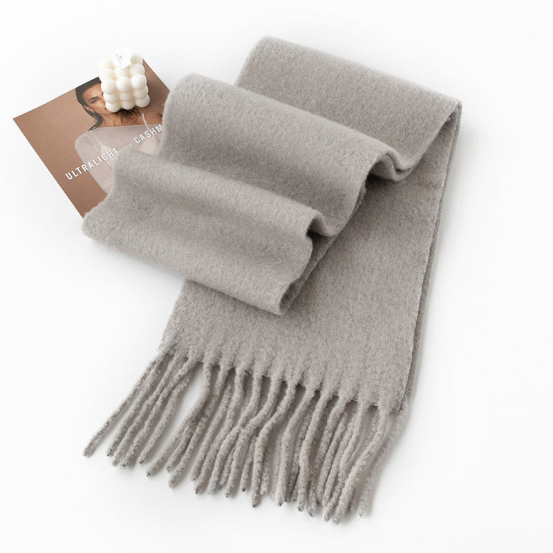 🧣 Enfärgad ullhalsduk — 85% ull, mjuk & värmande (210×30 cm) | Klassisk minimalistisk stil 🌟