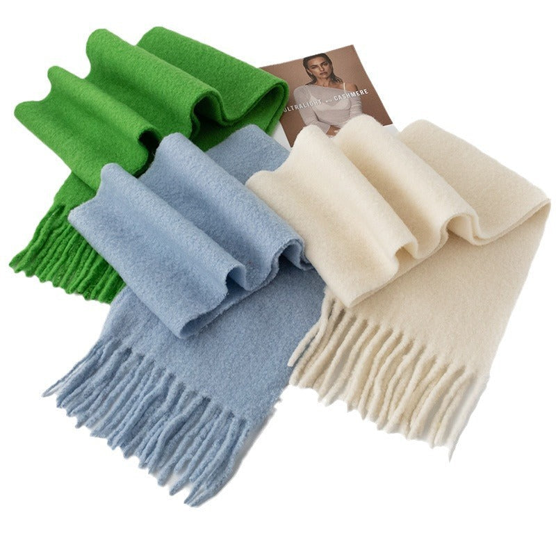 🧣 Enfärgad ullhalsduk — 85% ull, mjuk & värmande (210×30 cm) | Klassisk minimalistisk stil 🌟