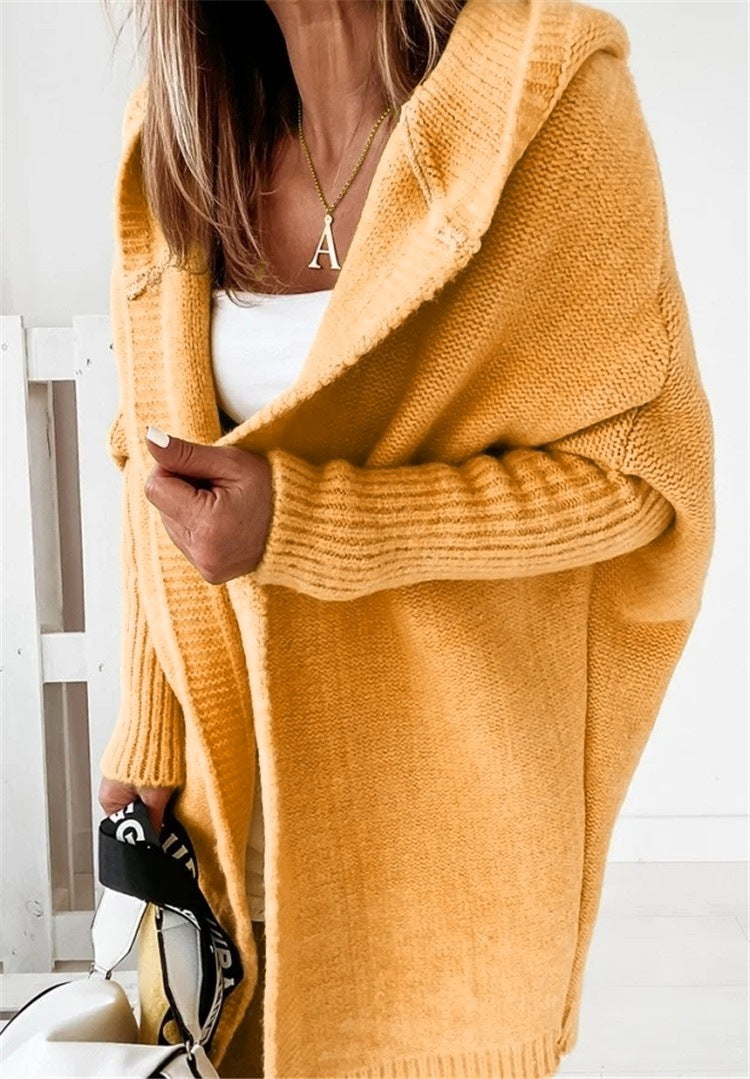 🌟 Lössittande Stickad Kofta med Huva – Perfekt för Höst & Vinter! 🧶