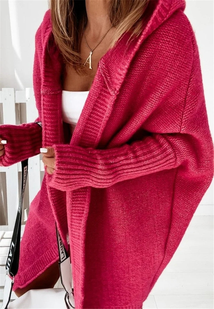 🌟 Lössittande Stickad Kofta med Huva – Perfekt för Höst & Vinter! 🧶