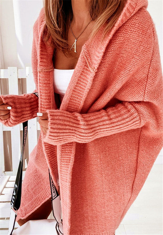 🌟 Lössittande Stickad Kofta med Huva – Perfekt för Höst & Vinter! 🧶