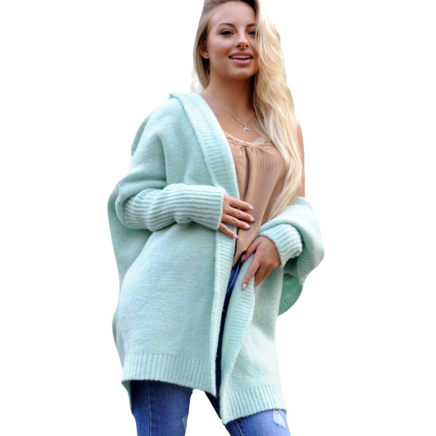 🌟 Lössittande Stickad Kofta med Huva – Perfekt för Höst & Vinter! 🧶