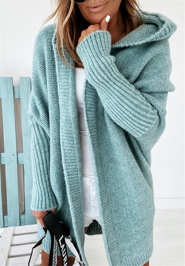 🌟 Lössittande Stickad Kofta med Huva – Perfekt för Höst & Vinter! 🧶