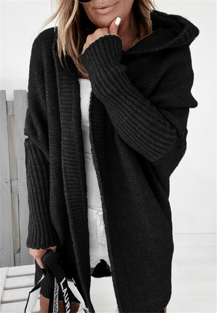 🌟 Lössittande Stickad Kofta med Huva – Perfekt för Höst & Vinter! 🧶