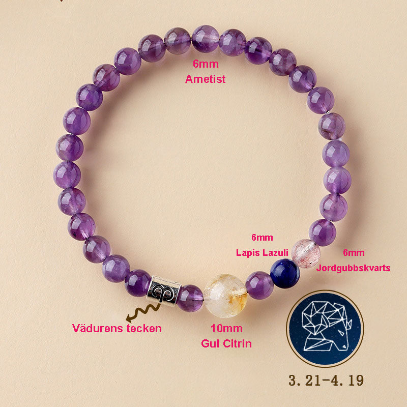 ✨ Personligt Stjärntecken Armband – Äkta Kristall Energi-Resonator 🌌 Zodiak Gåva 🎁