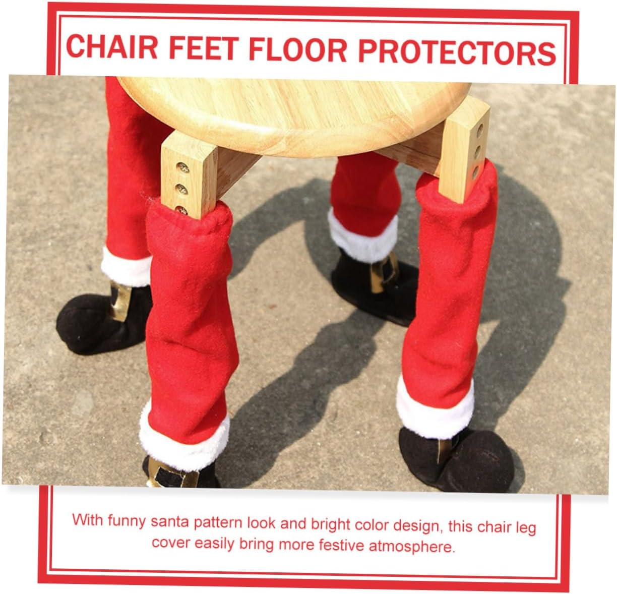 🎅 Julstrumpor Stolsben ✨ | 4-pack Tomte-tofflor | Golvskydd & Juldekoration 🎄