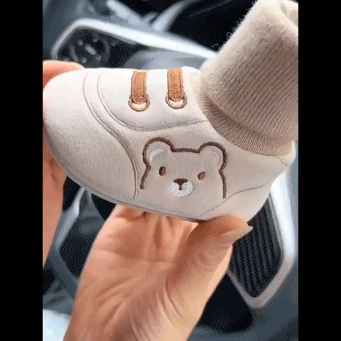 ✨ Söta Björnens Bebisskor - Första Steg-Skor 0-12 mån Slip-On med Halkfria Sulan 🐻👣
