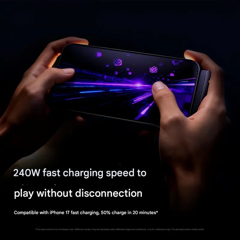 ⚡ 2-i-1 Osynlig Hållare-Laddkabel | 240W Snabbladdning med Integrerat Mobil-Stativ